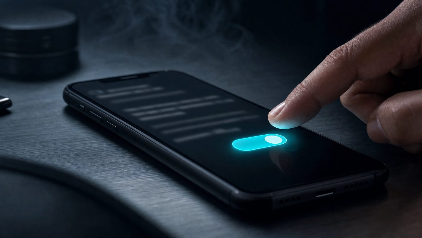 A business owner reviewing a message on their phone